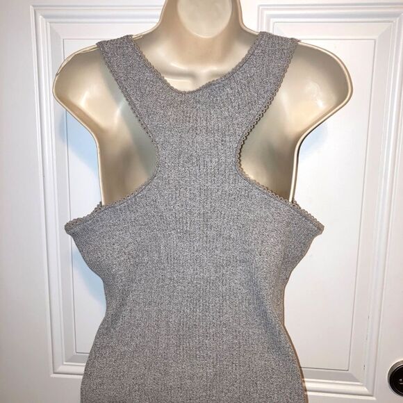 FREE PEOPLE Intimately Most Wanted Racerback Button Down Tank Grey Womens Large - Picture 7 of 12